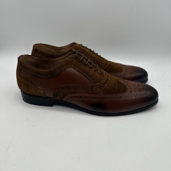 DAPPER SHOES CO. Handcrafted Genuine Leather Men's Wingtip Brogue Oxfords Sz 10 - Picture 3 of 9